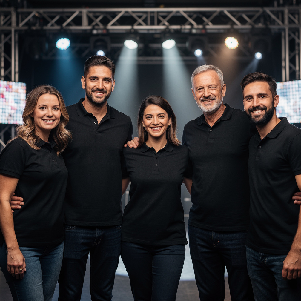Production crew team standing together